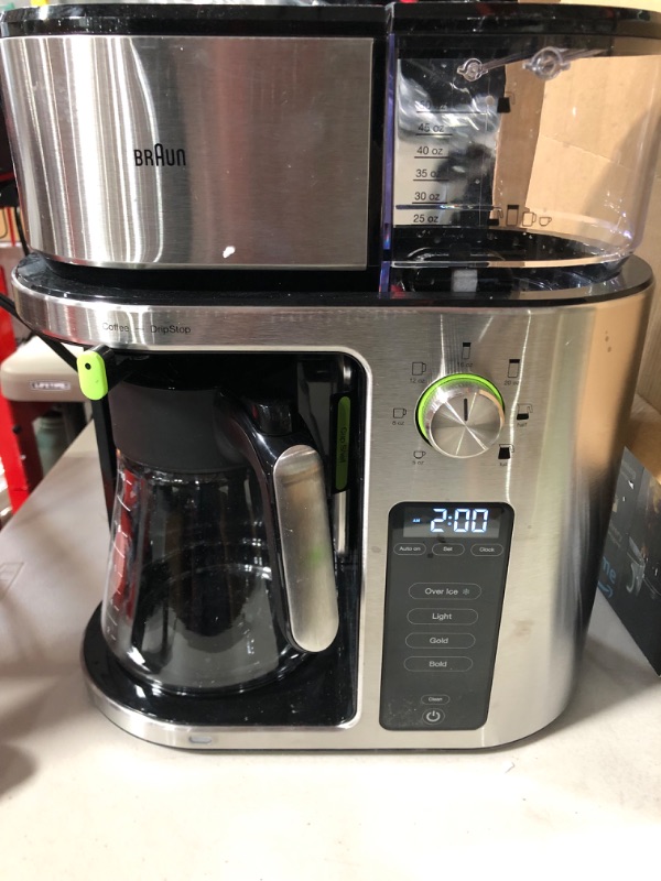 Photo 1 of Braun MultiServe Coffee Machine 7 Programmable Brew Sizes / 3 Strengths + Iced Coffee, Glass Carafe (10-Cup), Stainless Steel, KF9070S MultiServe Machine