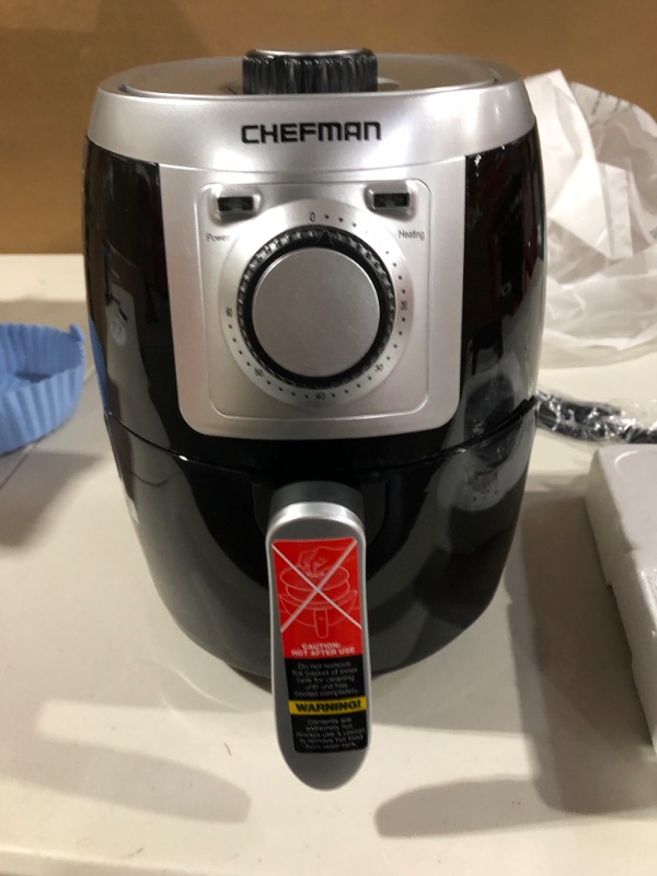 Photo 1 of CHEFMAN Small, Compact Air Fryer Healthy Cooking, 2 Qt, Nonstick, User Friendly and Adjustable Temperature Control w/ 60 Minute Timer & Auto Shutoff, Dishwasher Safe Basket, BPA - Free, Black Black - 2 Quart