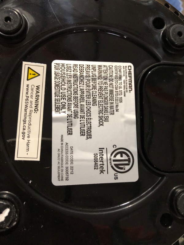 Photo 1 of CHEFMAN Small, Compact Air Fryer Healthy Cooking, 2 Qt, Nonstick, User Friendly and Adjustable Temperature Control w/ 60 Minute Timer & Auto Shutoff, Dishwasher Safe Basket, BPA - Free, Black Black - 2 Quart