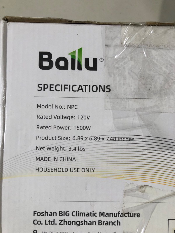 Photo 1 of Ballu Portable Space Heater, 1500W Small Electric with Adjustable Thermostat, Desktop Yellow