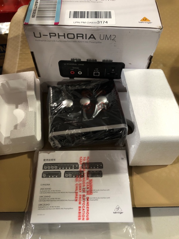 Photo 2 of Behringer U-Phoria UM2 USB Audio Interface 1-Channel Audio Interface