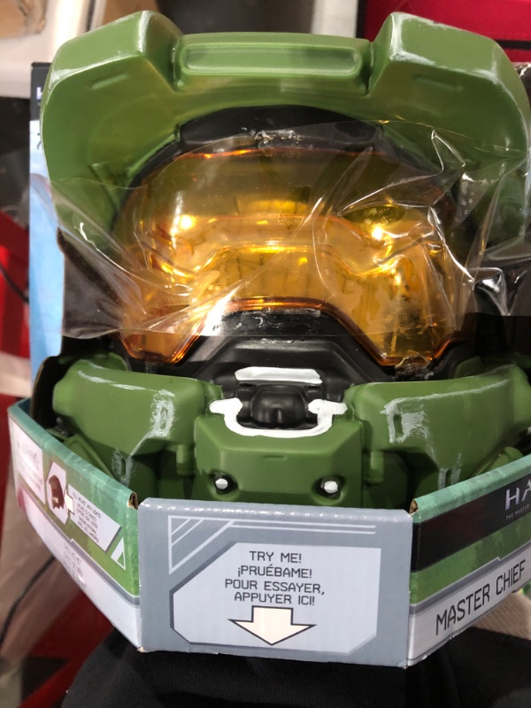 Photo 2 of Disguise Halo Master Chief Light-Up Boys' Helmet , Green