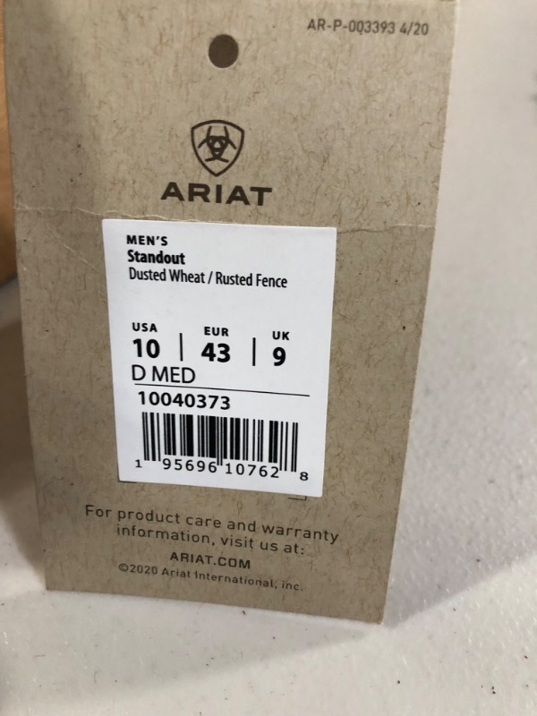 Photo 1 of ARIAT Men's Standout Western Boot 10 Dusted Wheat/Rusted Fence