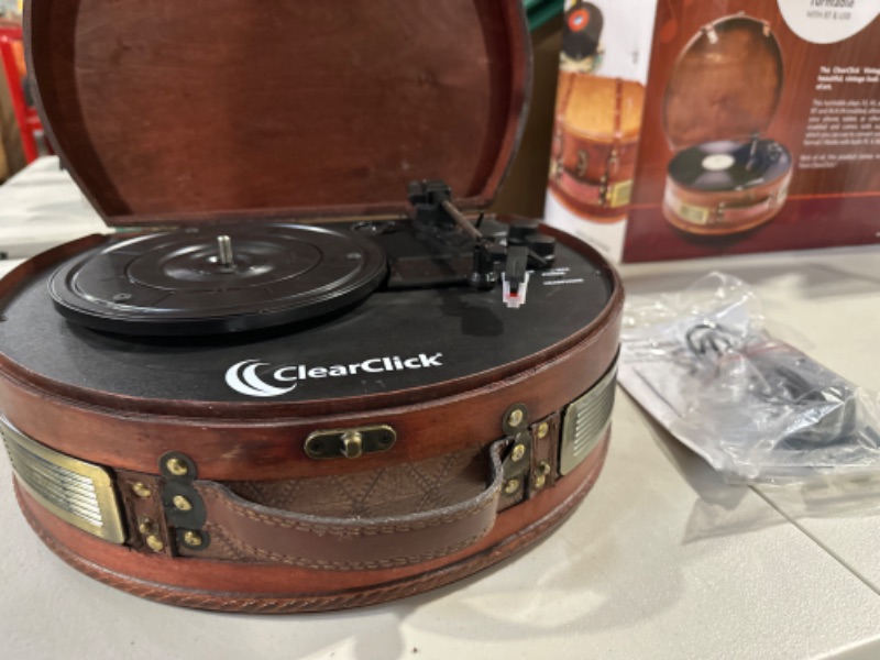 Photo 3 of ClearClick Vintage Suitcase Turntable with Bluetooth & USB - Classic Wooden Retro Style