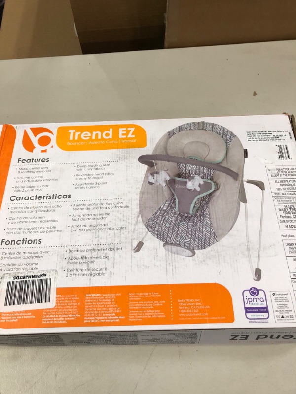 Photo 3 of Baby Trend EZ Bouncer Grey 24.33x18.11x22.05 Inch (Pack of 1) Ziggy