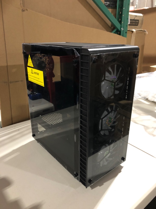 Photo 1 of MUSETEX ATX PC Case Pre-Installed 6Pcs 120mm ARGB Fans, Computer Gaming Case with Tempered Glass Side & Front Panels, Metal Honeycomb Mesh, USB3.0, S6-B S6-B Black