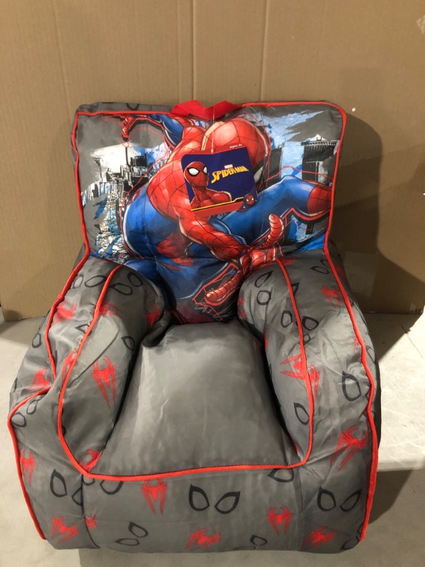 Photo 2 of Idea Nuova Marvel Spiderman Toddler Nylon Bean Bag Chair with Piping & Top Carry Handle, Large