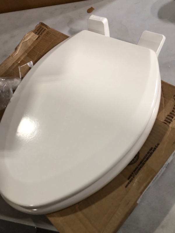 Photo 2 of Bemis 1500EC 390 Lift-Off Wood Elongated Toilet SEAT, Cotton White