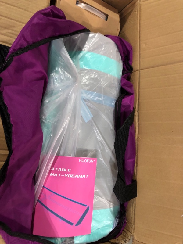 Photo 1 of HIJOFUN Premium Inflatable Air Tumbling Track for Gymnastics Tumble Mat 10ft 13ft 16ft 20ft 4 in 8 inces Thick with Electric Air Pump for Home Kids/Gym/Yoga/Training/Cheerleading/Outdoor/Pool/Beach Aqua 6.6ft*3.3ft*4in(2*1*0.1m)