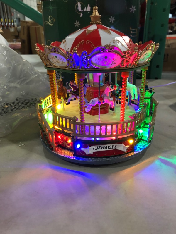 Photo 2 of allgala Crafted Polyresin Like Christmas House Collectable Figurine with USB and Battery Dual Power Source-Carousel-XH93422