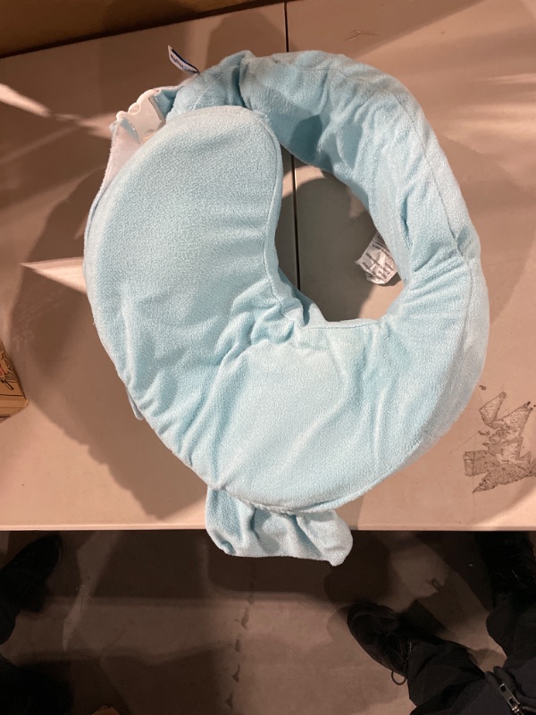Photo 1 of My Brest Friend Deluxe Nursing Pillow for Breastfeeding & Bottle Feeding, Enhanced Posture Support, Double Straps & Removable Extra Soft Slipcover, Aqua Deluxe Aqua