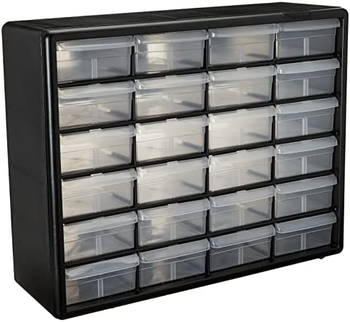Photo 1 of Akro-Mils 10124 24 Drawer Plastic Parts Storage Hardware and Craft Cabinet, 20-Inch x 16-Inch x 6.5-Inch, Black