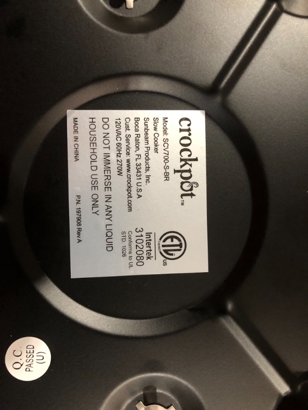 Photo 1 of Crock-Pot 7qt Manual Slow Cooker - Silver SCV700-SS 14.4"D x 14.4"W x 9.5"H
