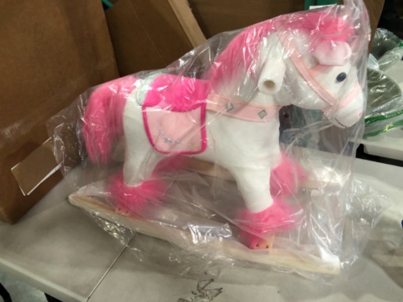 Photo 2 of Animal Adventure | Real Wood Ride-On Plush Rocker | White and Pink Unicorn | Perfect for Ages 3+