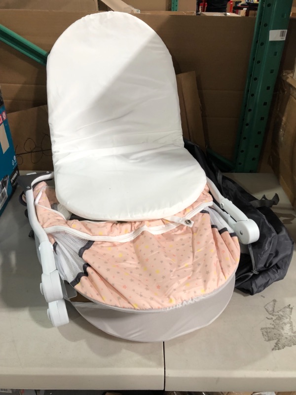 Photo 2 of Dream On Me Karley Plus Portable Quick Fold Bassinet with Removable Canopy in Blush Pink