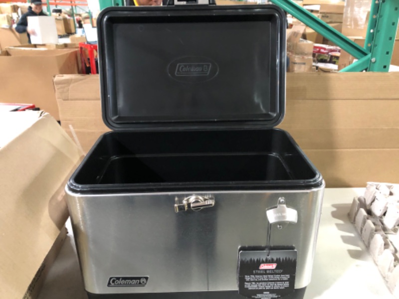 Photo 1 of Coleman Ice Chest | Reunion 54 Quart Steel Belted Cooler Stainless Steel