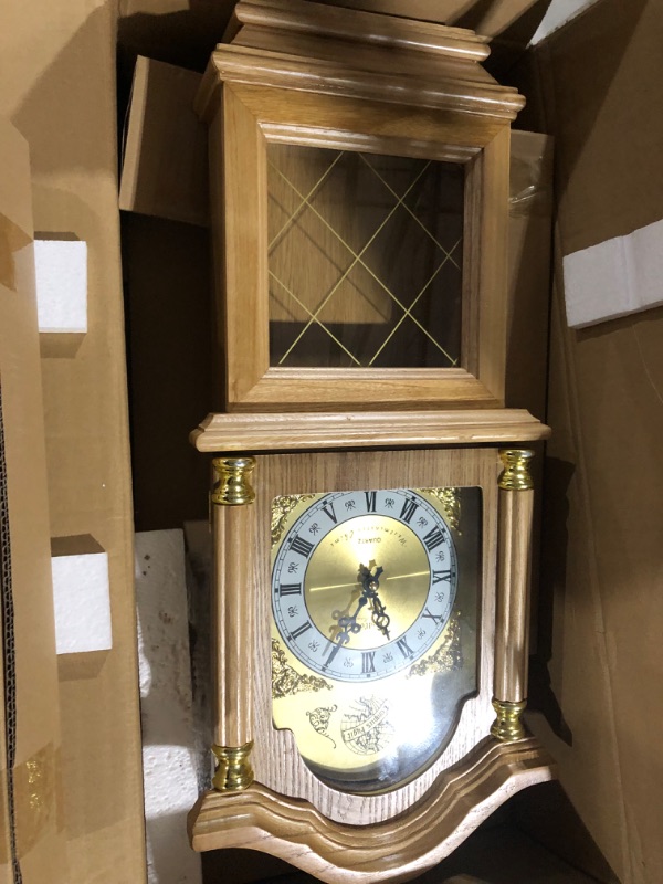 Photo 3 of Bedford Clock Collection Swinging Pendulum Wall Clock, 26 Inch, Golden Oak 26 Inch Golden Oak