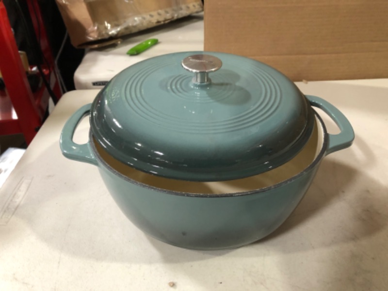 Photo 2 of Amazon Basics Enameled Cast Iron Covered Dutch Oven, 6-Quart, Grey Gray 6-Quart Oven