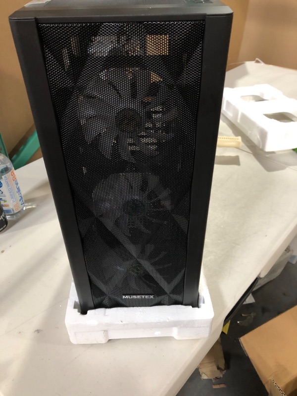 Photo 3 of MUSETEX ATX PC Case Pre-Installed 6Pcs 120mm ARGB Fans, Computer Gaming Case with Tempered Glass Side & Front Panels, Metal Honeycomb Mesh, USB3.0, S6-B S6-B Black