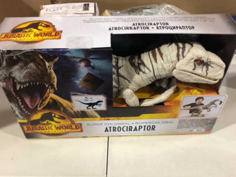 Photo 1 of Jurassic World Dominion Large Dinsoaur Toy, Super Colossal Atrociraptor Action Figure 3 Feet Long