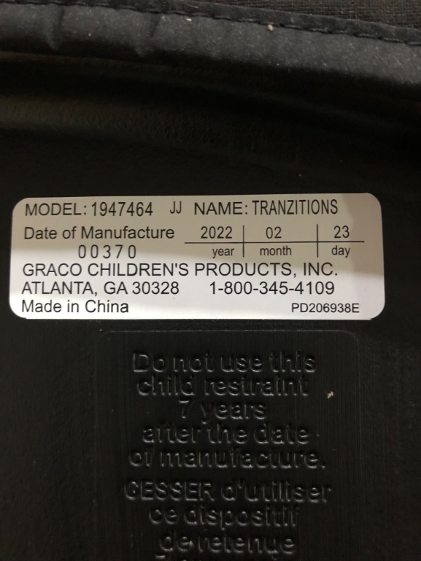 Photo 2 of Graco Tranzitions 3 in 1 Harness Booster Seat, Proof Tranzitions Black