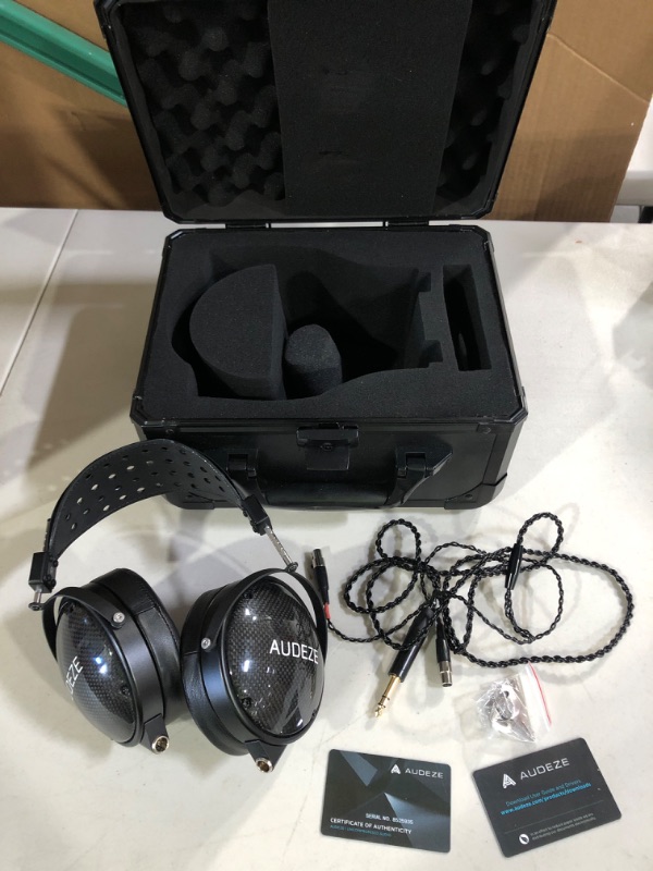 Photo 2 of Audeze LCD-XC Over Ear Closed Back Headphone, Carbon Weave earcups with Suspension Headband, Creator Edition with Economy Carry case – New 2021 Version