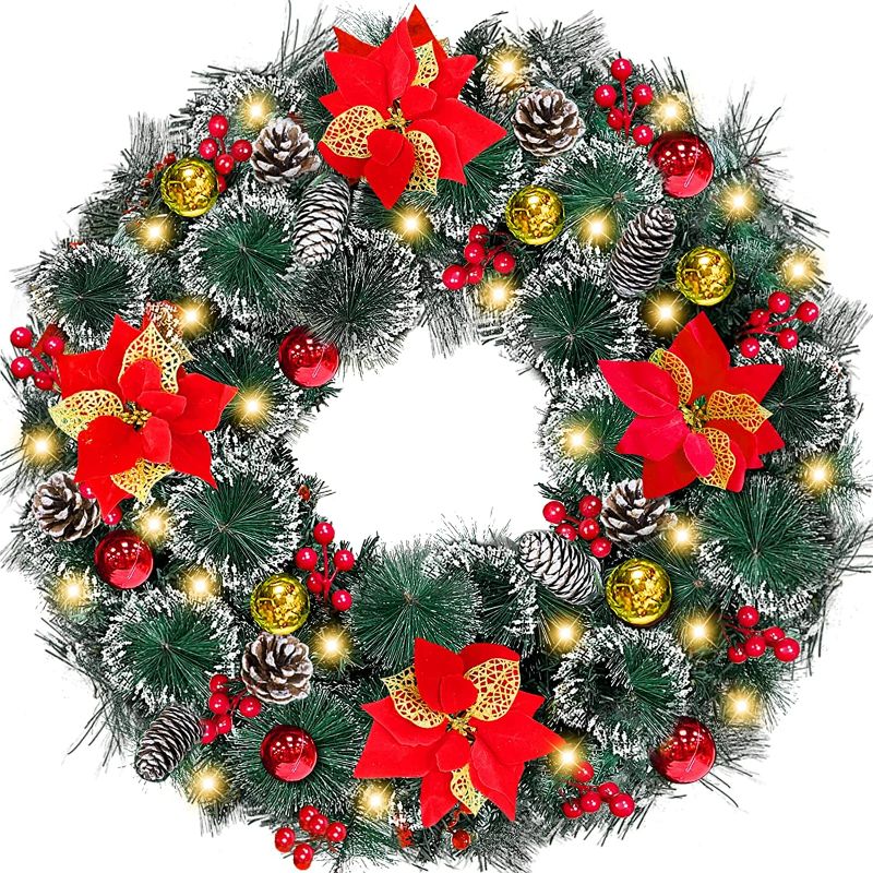 Photo 1 of 26 Inch Frosted Christmas Wreath Decoration 