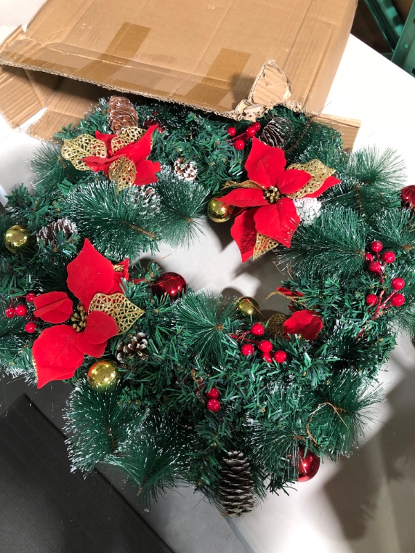 Photo 2 of 26 Inch Frosted Christmas Wreath Decoration 