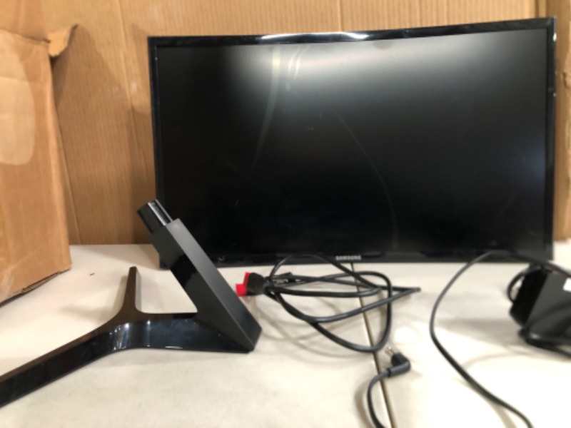 Photo 1 of * Damaged * Parts * SAMSUNG 23.5” CF396 Curved Computer Monitor, AMD FreeSync for Advanced Gaming, 4ms Response Time, Wide Viewing Angle, Ultra Slim Design, LC24F396FHNXZA, Black 24-Inch Curved DP/HDMI/1-Yr Warranty
