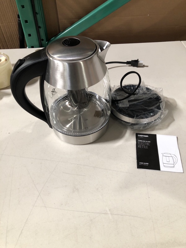 Photo 2 of 4.6 out of 5 stars4,569 Reviews
Chefman Electric Glass Kettle, Fast Boiling W/ LED Lights, Auto Shutoff & Boil Dry Protection, Cordless Pouring, BPA Free, Removable Tea Infuser, 1.8 Liters
