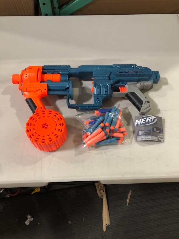 Photo 1 of 4.6 out of 5 stars9,543 Reviews
NERF Elite 2.0 Shockwave RD-15 Blaster, 30 Darts, 15-Dart Rotating Drum, Pump-Action Slam Fire, Built-in Customizing Capabilities