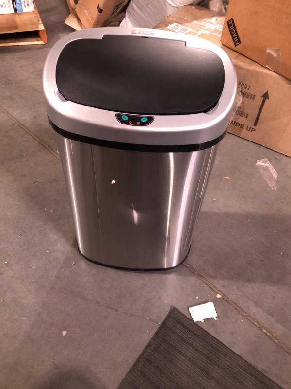 Photo 2 of * ac adapter missing* iTouchless 13 Gallon Oval Sensor Touchless Trash Can with Odor Control System & AC Power Adapter for Automatic Sensor Trash Cans, Official and Manufacturer Certified, UL Listed, Energy Saving Oval Stainless Steel