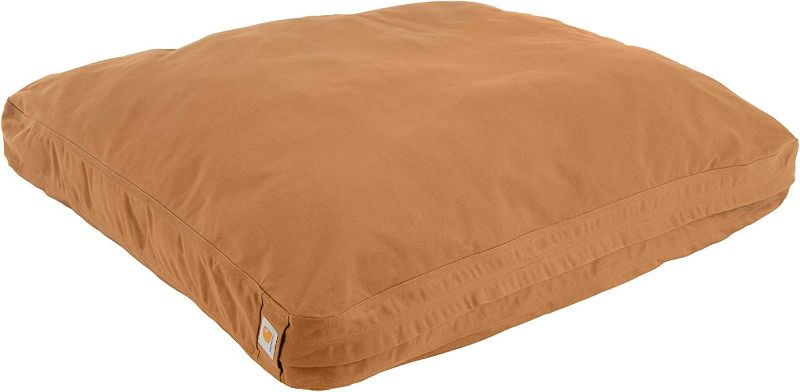 Photo 1 of Carhartt Firm Duck Dog Bed Carhartt Brown & Firm Duck Sherpa Top Dog Napper Pad, Carhartt Brown, X-Large Large Carhartt Brown Dog Bed + Napper Pad
