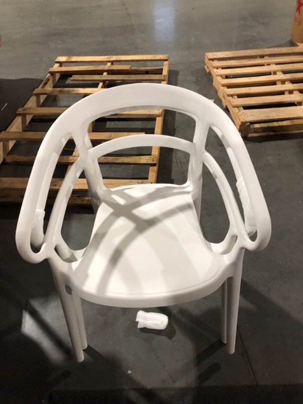 Photo 2 of Amazon Basics White, Curved Back Dining Chair-Set of 2, Premium Plastic White Mid-Century Modern