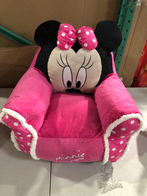 Photo 2 of Idea Nuova Disney Minnie Mouse Figural Bean Bag Chair with Sherpa Trim, Ages 3+, Pink