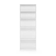 Photo 1 of 71.2 in. White Wood 5-shelf Standard Bookcase with Adjustable Shelves