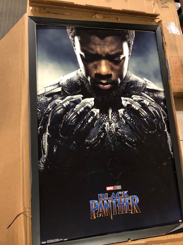 Photo 1 of [DAMAGED] Trends International Marvel Cinematic Universe Black Panther - One Sheet Wall Poster, 22.375" x 34", Black Framed Version