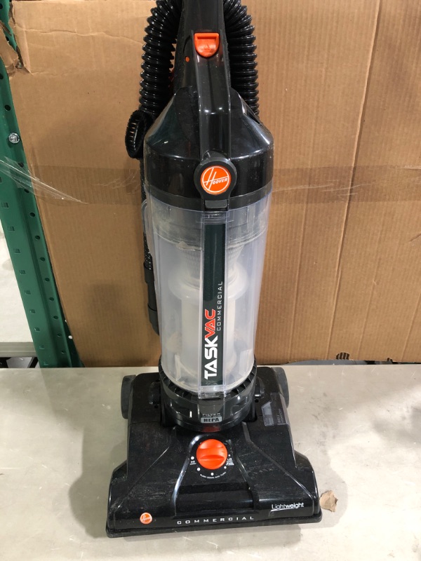 Photo 2 of ***SEE CLERK NOTES***
Hoover Commercial TaskVac Bagless Upright Vacuum Cleaner, Furniture Guard Lightweight HEPA Filtered Professional Grade, Black