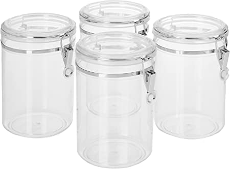 Photo 1 of 64-Ounce Acrylic Round Canister with Clamp Top Lid, Quantity of 3