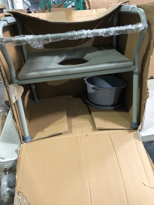 Photo 2 of DMI Bedside Commode, Portable Toilet, Commode Chair, Raised Toilet Seat with Handles, Holds up to 500 Pounds with Included 7 qt Commode Bucket, Adjustable from 19-23 Inches.