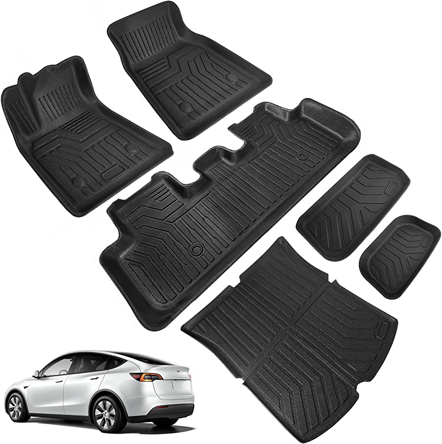 Photo 3 of (6 Pack)Floor Mats 2023 2022 2021 2020 3D Full Cover Front Rear Trunk Mats Custom Fits Floor Liners for Tesla Model Y Accessories All-Weather Protect Rear Cargo Liner Mats