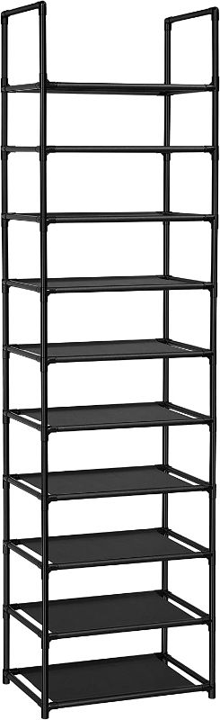 Photo 1 of AOSION 10 Tier Shoe Rack ,Tall Shoe Rack Organizer with Hooks,Shoe Rack for Closet,Large Shoe Rack with Removable,Space Saving Shoe Shelf,Non-Woven Fabric Shoe Tower,Lightweight Removable,Black