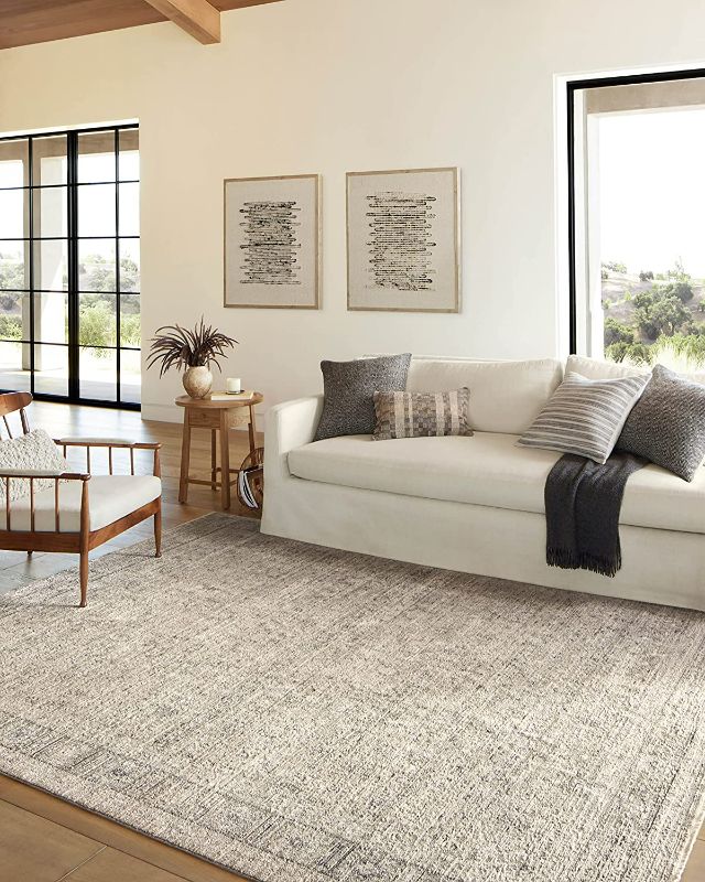 Photo 1 of ** SIMPLE RUG** Amber Lewis X Loloi Alie Collection ALE-03 Taupe / Dove, Traditional 18" X 16" Sample Rug