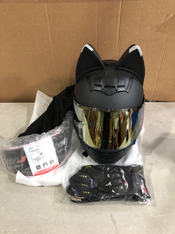 Photo 2 of Cat Ear Motorcycle Helmet, Men and Women, Cat Full Face Helmet,DOT/FMVSS-218 Certification Standard