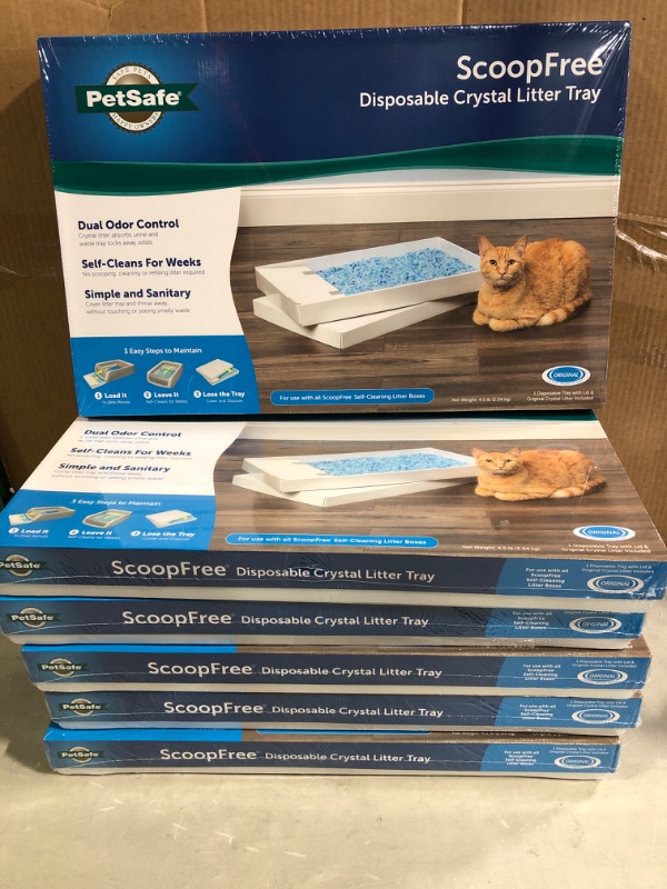 Photo 3 of * Factory Sealed * PetSafe ScoopFree Self-Cleaning Cat Litter Box Tray Refills with Premium Blue Non-Clumping Crystals, 6-Pack