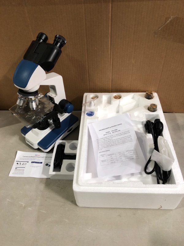 Photo 1 of AmScope 40X-2500X LED Digital Binocular Compound Microscope with 3D Stage +1.3MP USB Camera