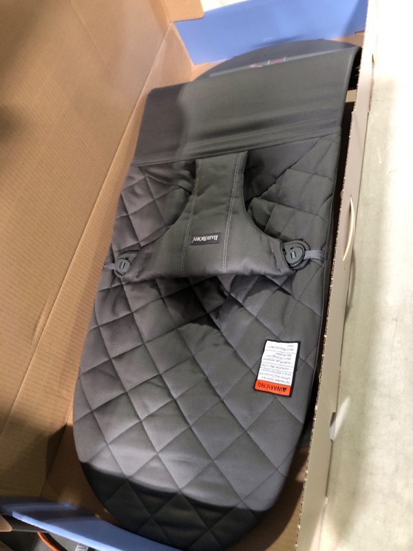 Photo 2 of BabyBjörn Bouncer Bliss, Quilted Cotton, Anthracite (006021US) Cotton Anthracite