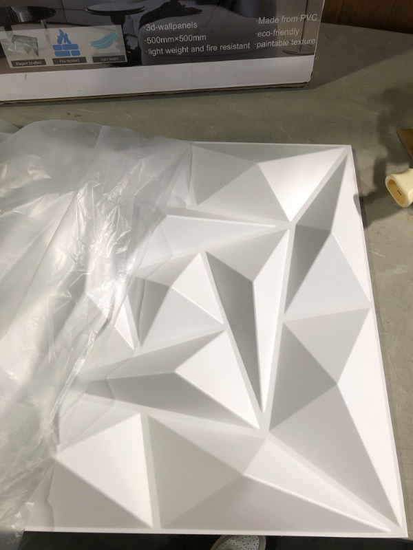 Photo 2 of  Textures 3D Wall Panels White Diamond Design Pack of 12 Tiles 32 Sq Ft  Matt White