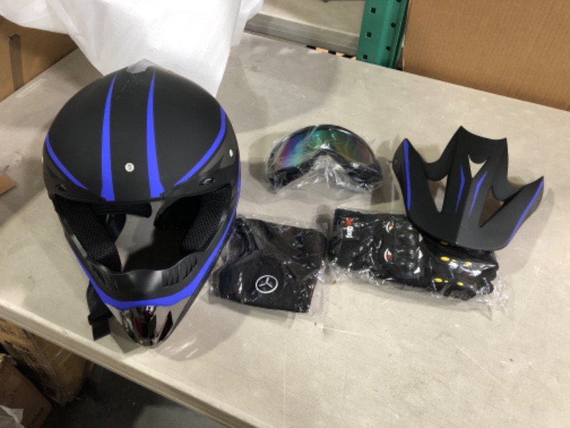 Photo 2 of Anti-Collision Dirt Bike Helmet 4-Piece Set Blue 