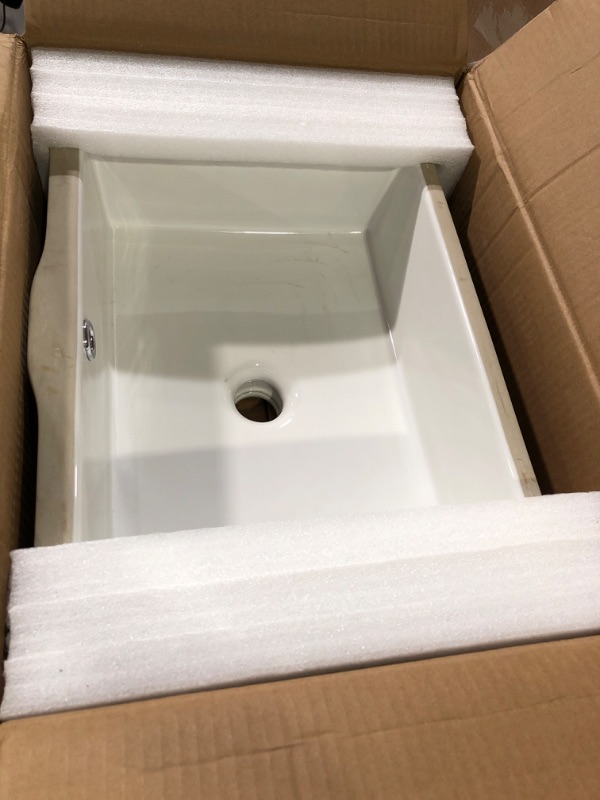 Photo 2 of AMASHEN Undermount Bathroom Sink White Rectangular Porcelain Ceramic Vanity Basin with Overflow 14" x 10"